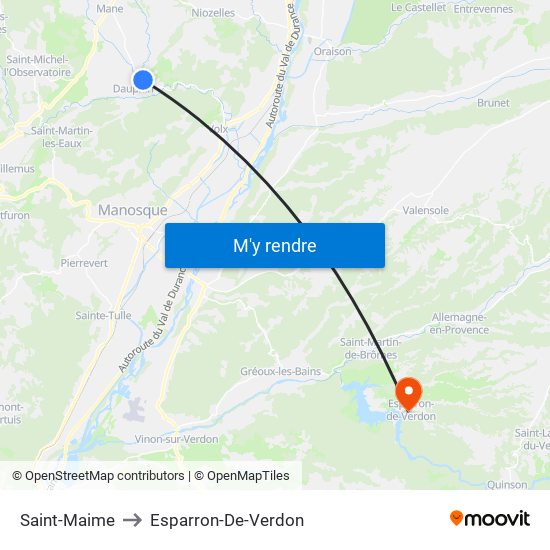 Saint-Maime to Esparron-De-Verdon map