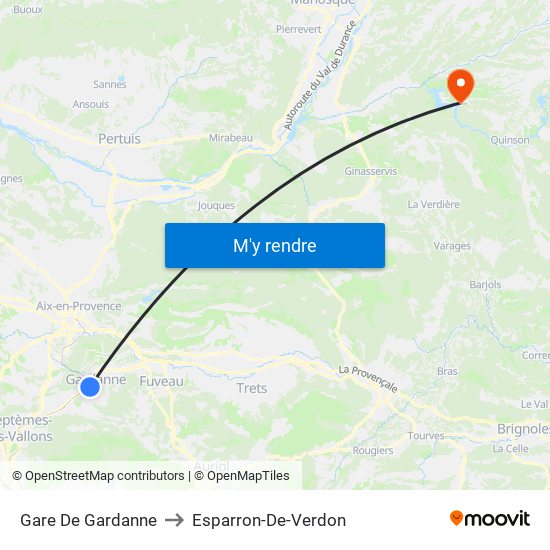 Gare De Gardanne to Esparron-De-Verdon map