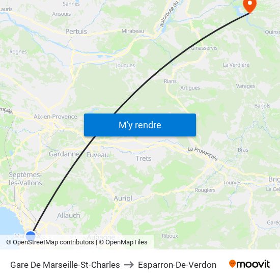 Gare De Marseille-St-Charles to Esparron-De-Verdon map