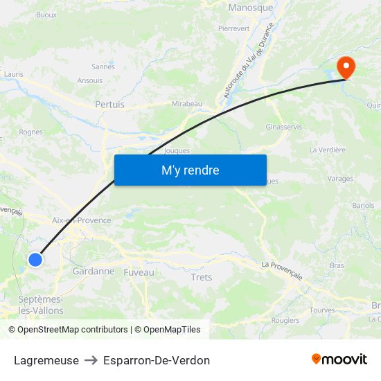 Lagremeuse to Esparron-De-Verdon map