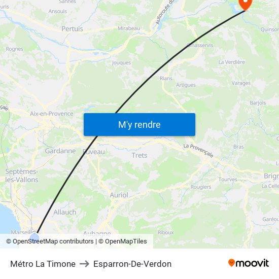 Métro La Timone to Esparron-De-Verdon map