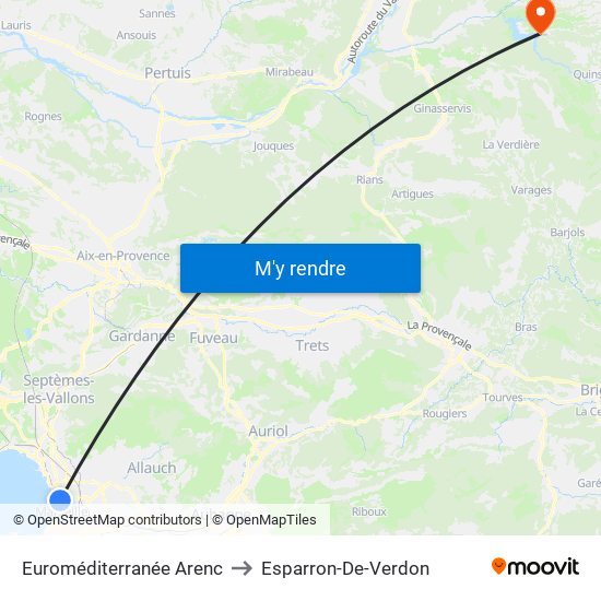 Euroméditerranée Arenc to Esparron-De-Verdon map