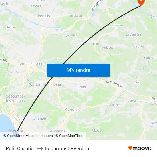 Petit Chantier to Esparron-De-Verdon map