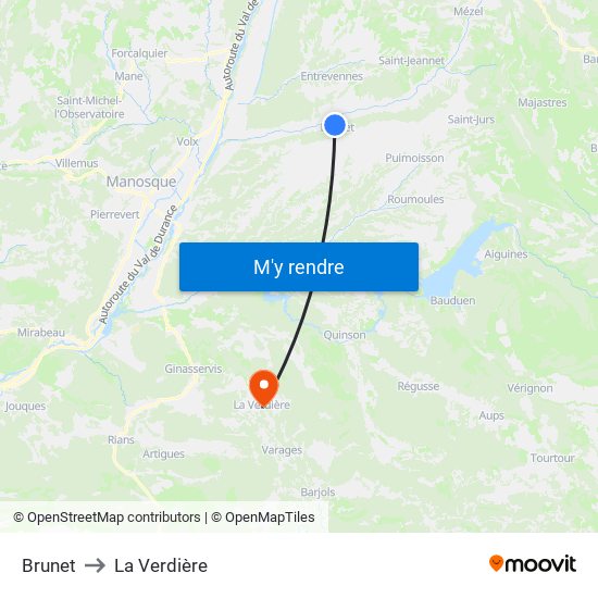 Brunet to La Verdière map
