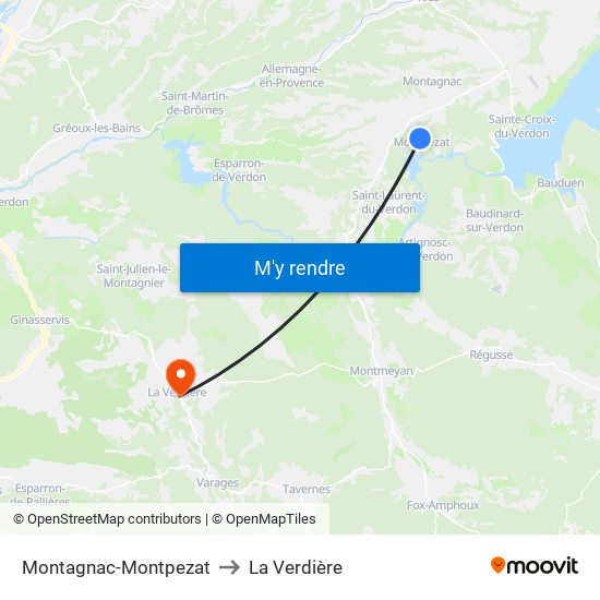 Montagnac-Montpezat to La Verdière map