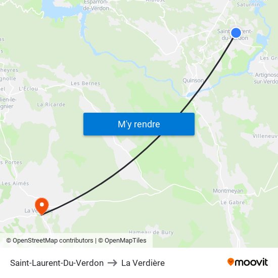 Saint-Laurent-Du-Verdon to La Verdière map