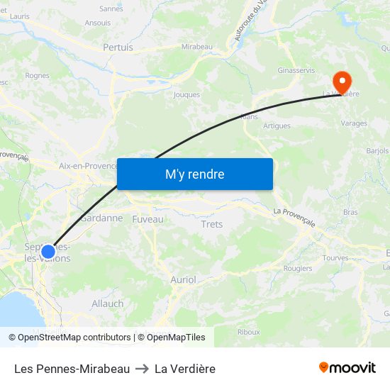 Les Pennes-Mirabeau to La Verdière map