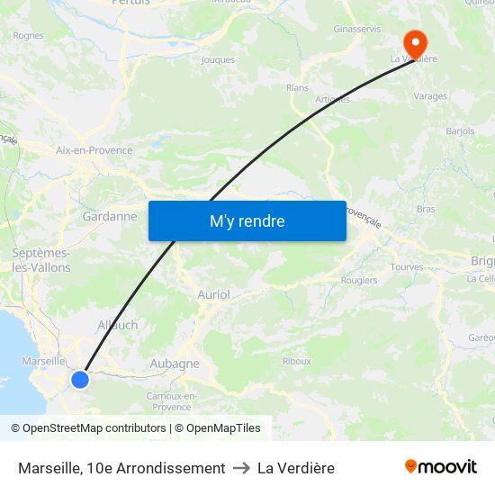 Marseille, 10e Arrondissement to La Verdière map