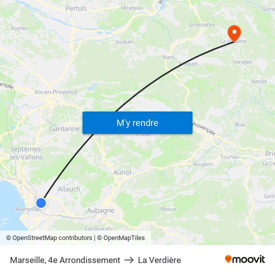 Marseille, 4e Arrondissement to La Verdière map