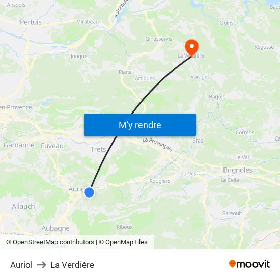 Auriol to La Verdière map