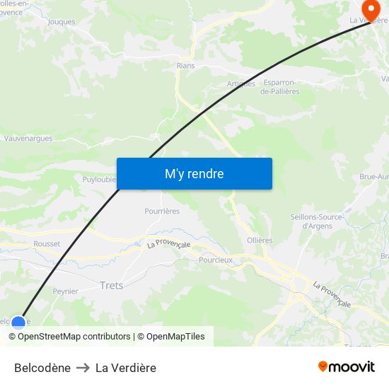 Belcodène to La Verdière map
