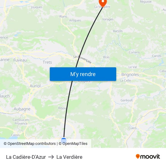 La Cadière-D'Azur to La Verdière map