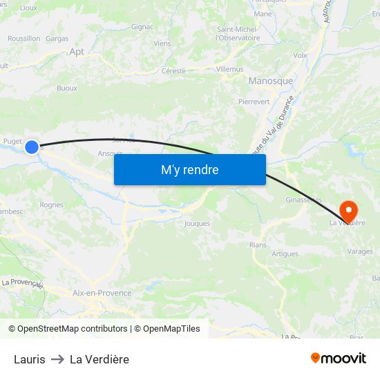 Lauris to La Verdière map