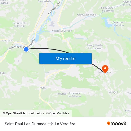Saint-Paul-Lès-Durance to La Verdière map