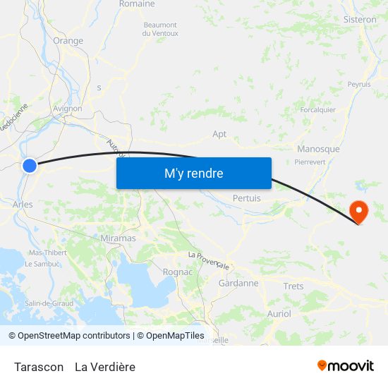 Tarascon to La Verdière map