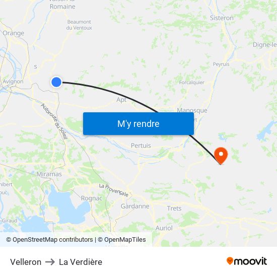 Velleron to La Verdière map