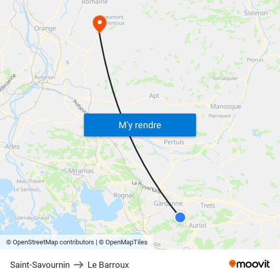 Saint-Savournin to Le Barroux map