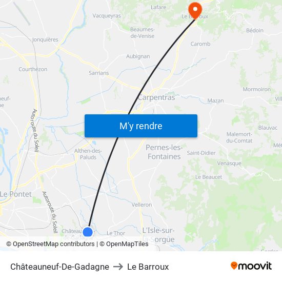 Châteauneuf-De-Gadagne to Le Barroux map