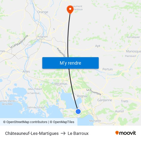 Châteauneuf-Les-Martigues to Le Barroux map