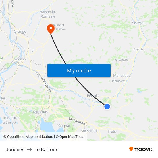 Jouques to Le Barroux map