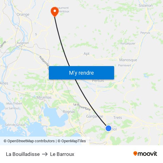 La Bouilladisse to Le Barroux map
