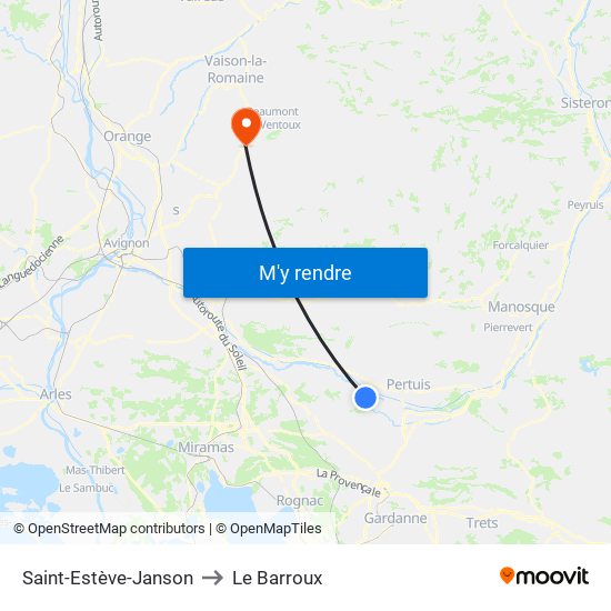 Saint-Estève-Janson to Le Barroux map