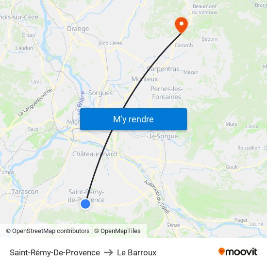 Saint-Rémy-De-Provence to Le Barroux map