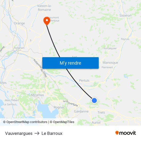 Vauvenargues to Le Barroux map