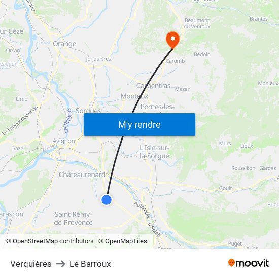 Verquières to Le Barroux map
