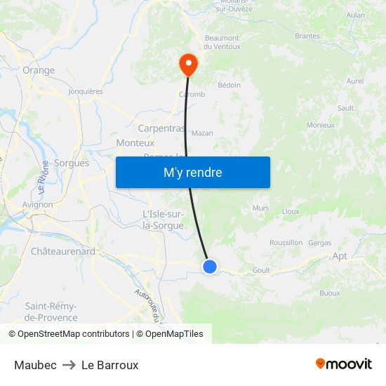 Maubec to Le Barroux map