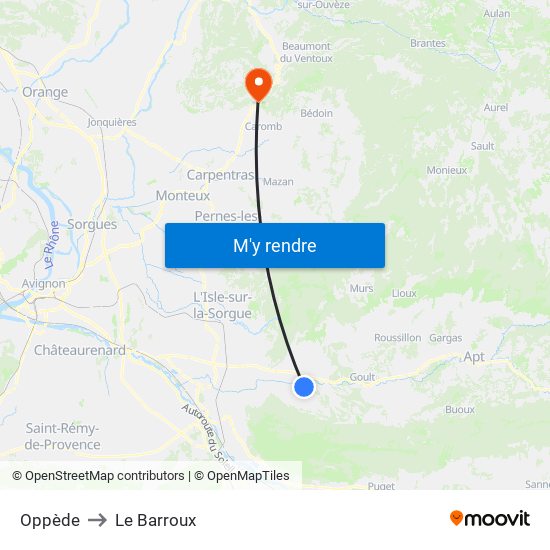 Oppède to Le Barroux map