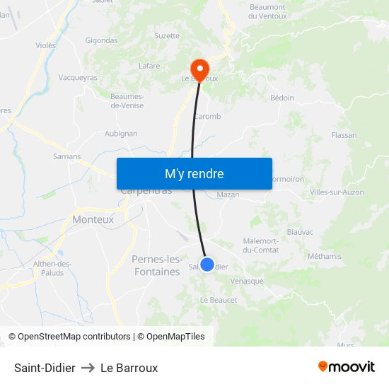 Saint-Didier to Le Barroux map