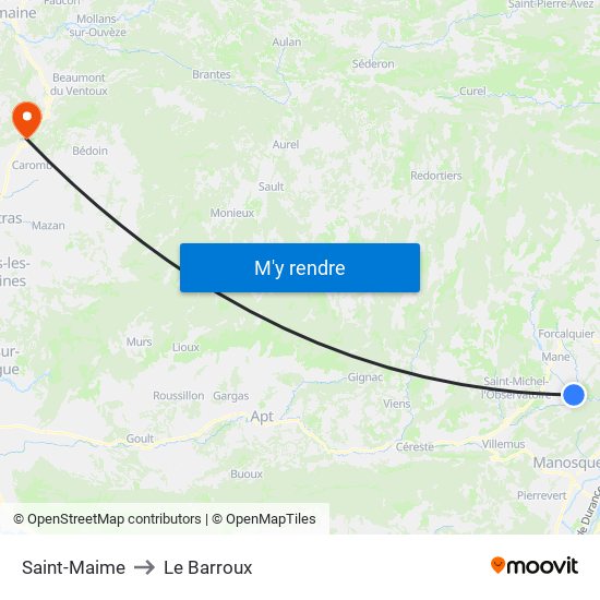Saint-Maime to Le Barroux map