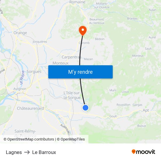 Lagnes to Le Barroux map