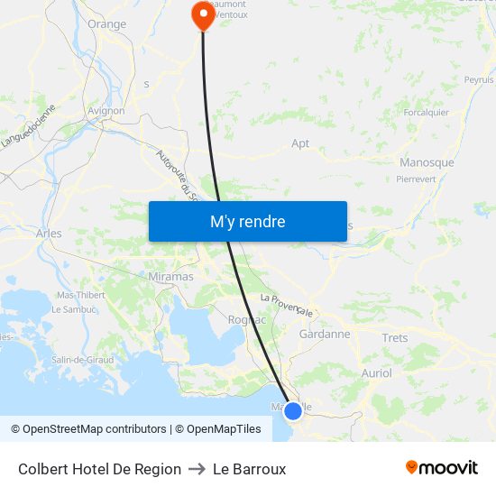 Colbert Hotel De Region to Le Barroux map
