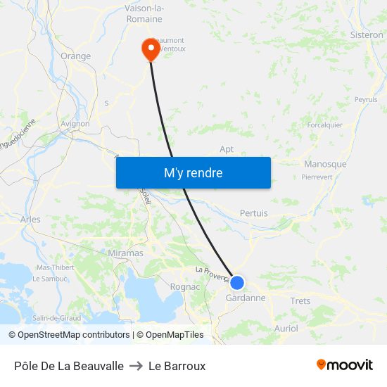 Pôle De La Beauvalle to Le Barroux map