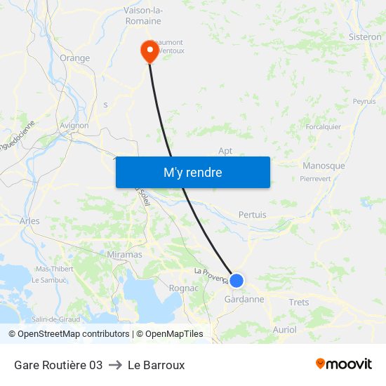Gare Routière 03 to Le Barroux map