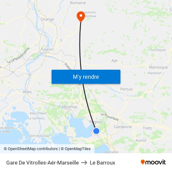 Gare De Vitrolles-Aér-Marseille to Le Barroux map