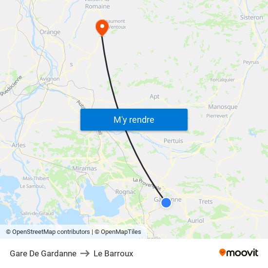 Gare De Gardanne to Le Barroux map