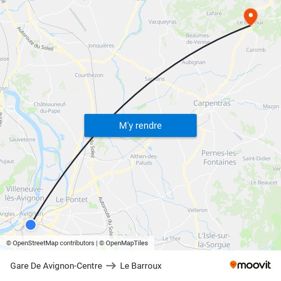 Gare De Avignon-Centre to Le Barroux map