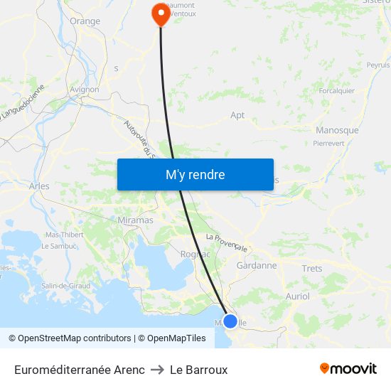 Euroméditerranée Arenc to Le Barroux map