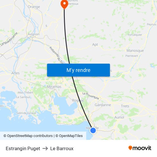 Estrangin Puget to Le Barroux map