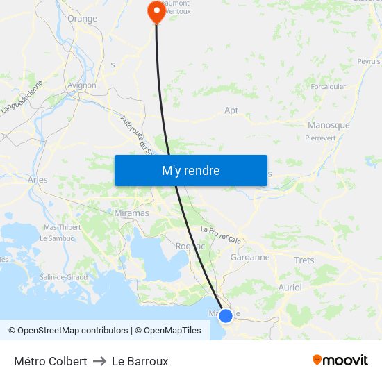 Métro Colbert to Le Barroux map