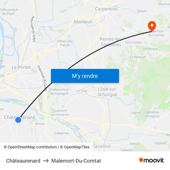 Châteaurenard to Malemort-Du-Comtat map
