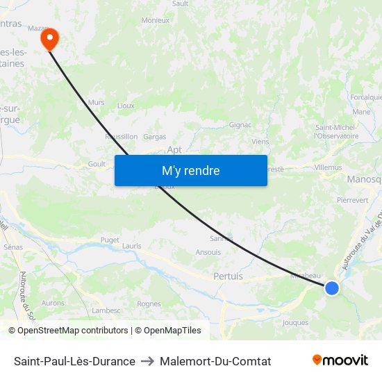 Saint-Paul-Lès-Durance to Malemort-Du-Comtat map