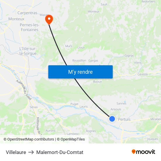 Villelaure to Malemort-Du-Comtat map