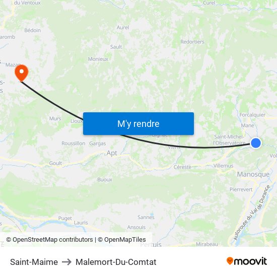 Saint-Maime to Malemort-Du-Comtat map