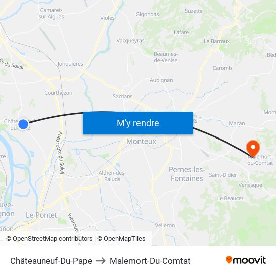 Châteauneuf-Du-Pape to Malemort-Du-Comtat map