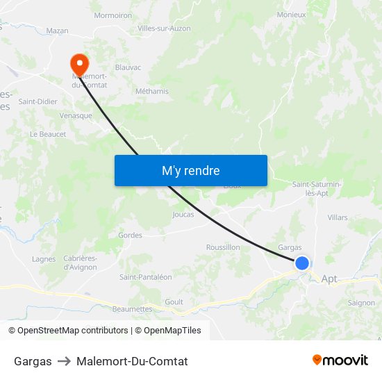 Gargas to Malemort-Du-Comtat map