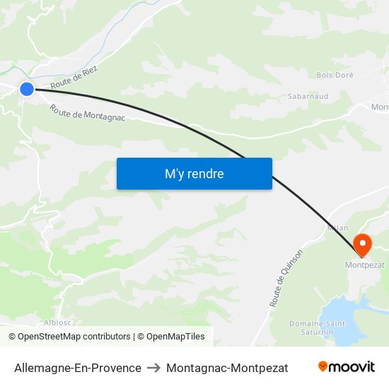 Allemagne-En-Provence to Montagnac-Montpezat map